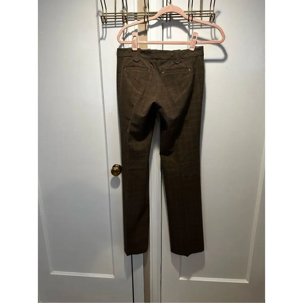 Guess Dress Pants Womens Size Small 26 Brown Plaid Stretch Wide Leg Low Rise Str